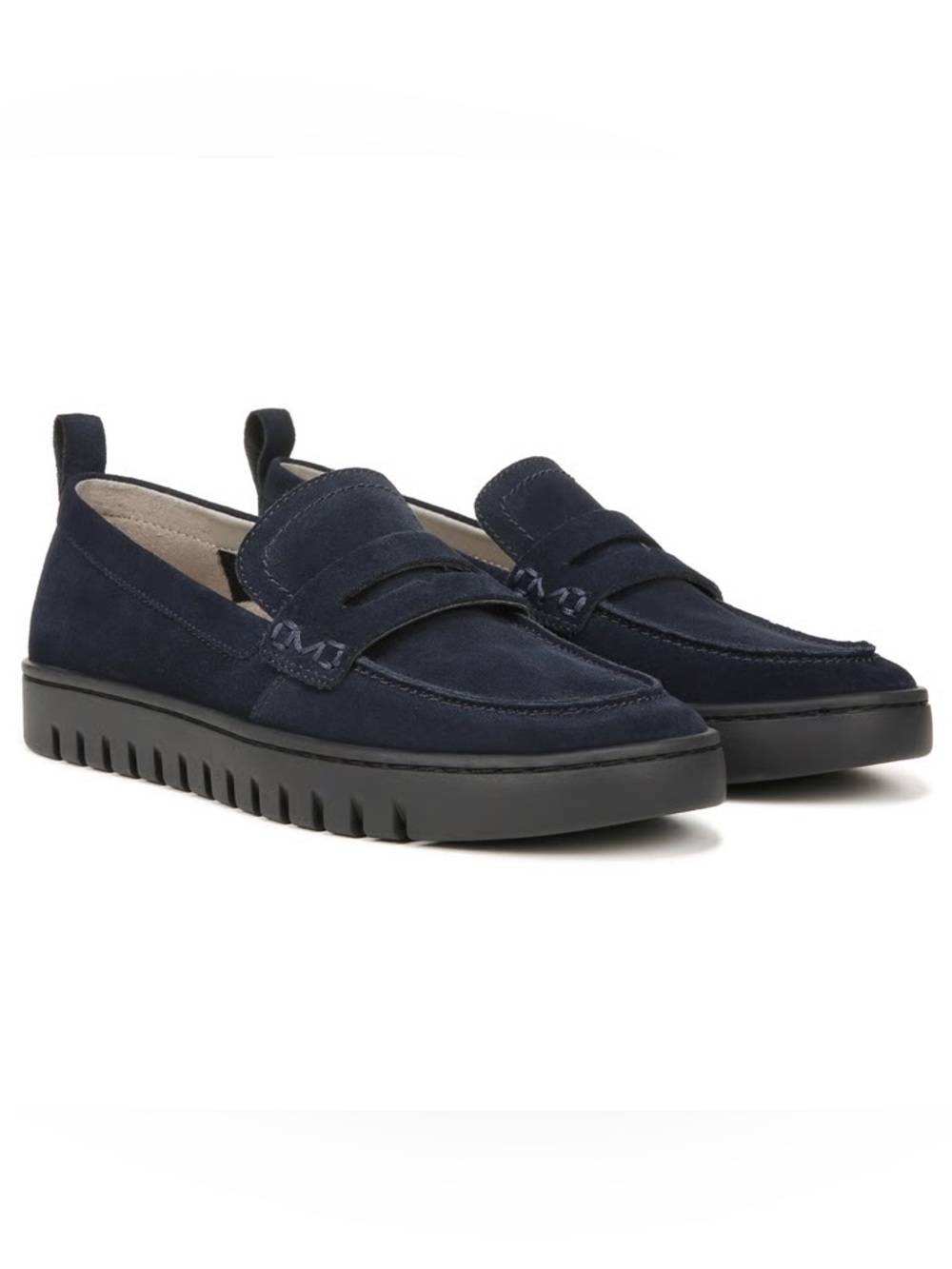Vionic Uptown Blue Suede Orthaheel Loafers Size 11 Weekend Casual Modern Sporty